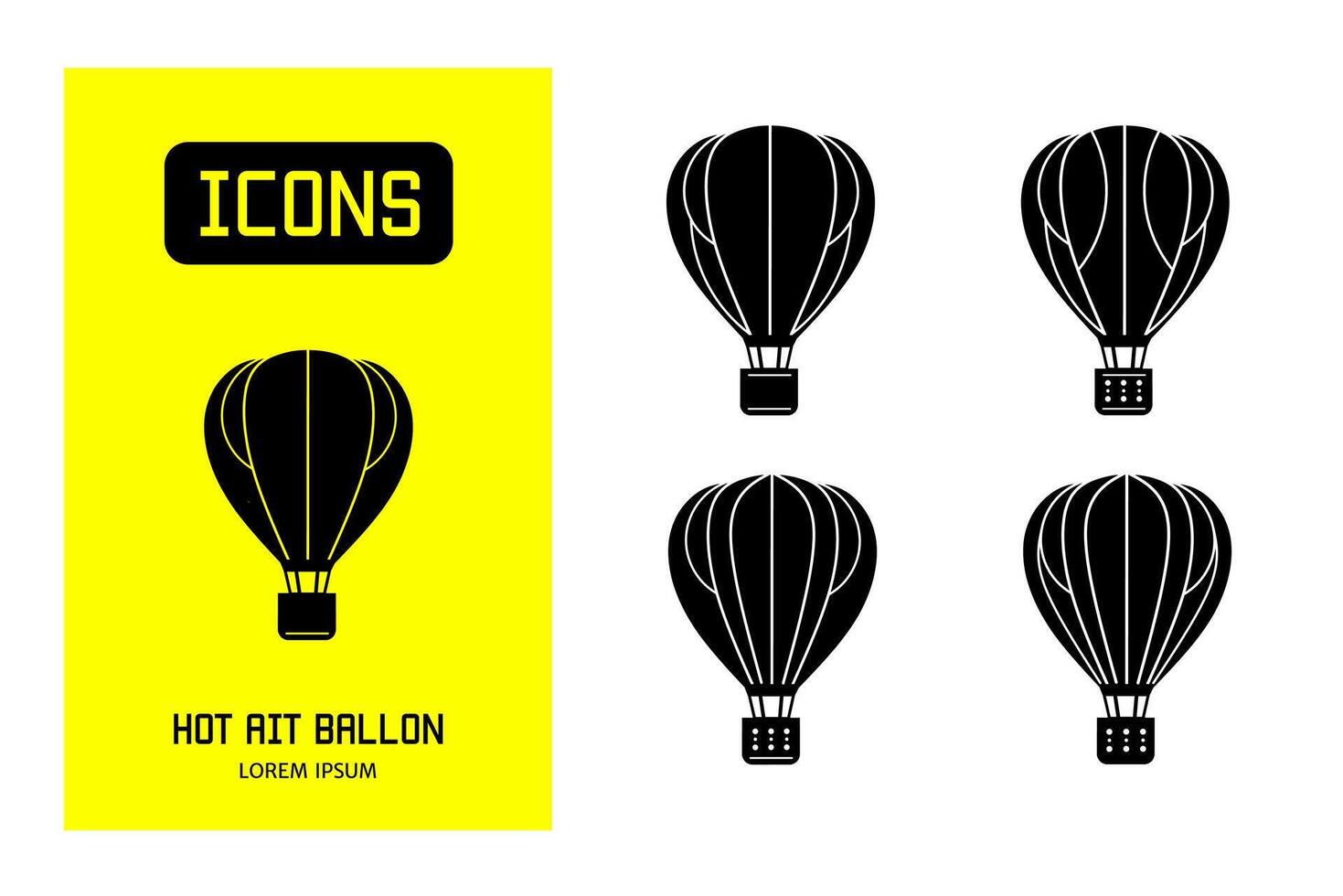 Set of flat icons of  air ballon. Vector design for business and stock.