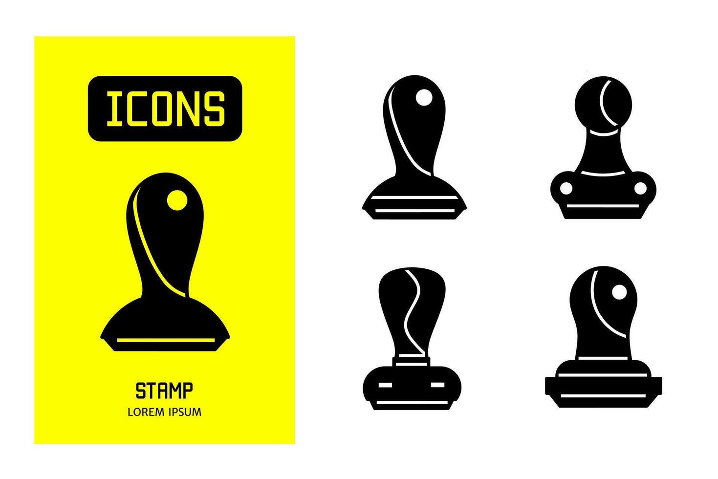 Set of flat icons of  stamp. Vector design for business and stock.