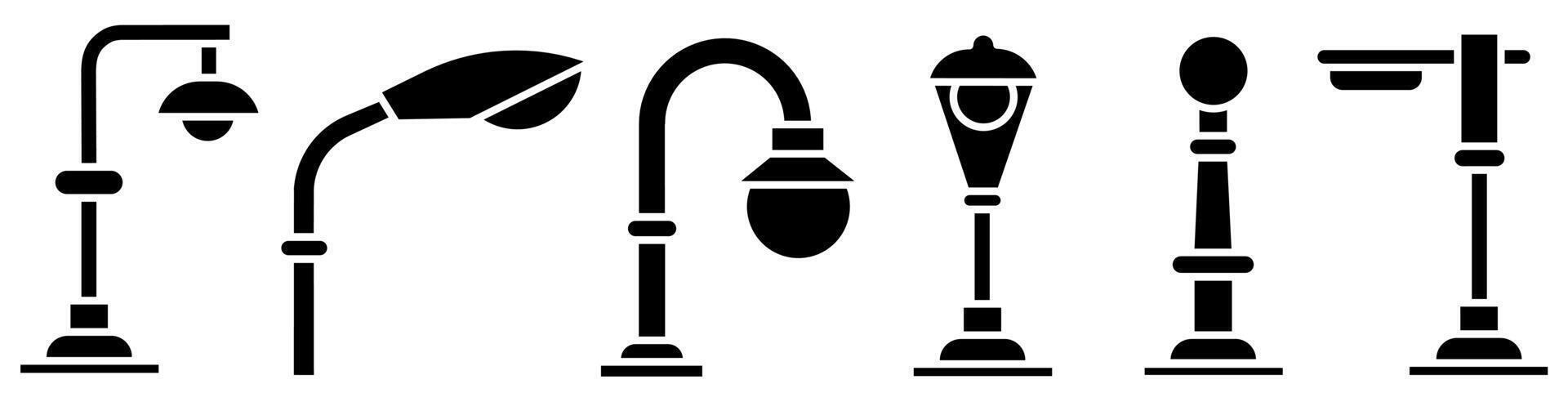 Street light icon illustration. Black and white street light icon set. Stock vector collection.