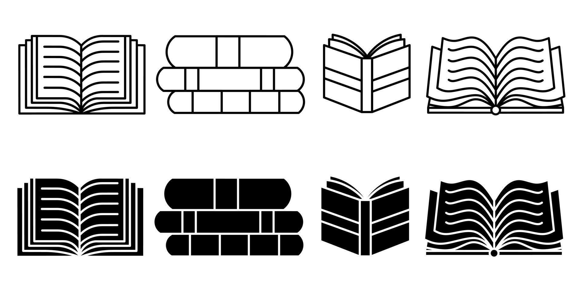 Notebook. Vector collection of book icon illustrations. Black icon design.