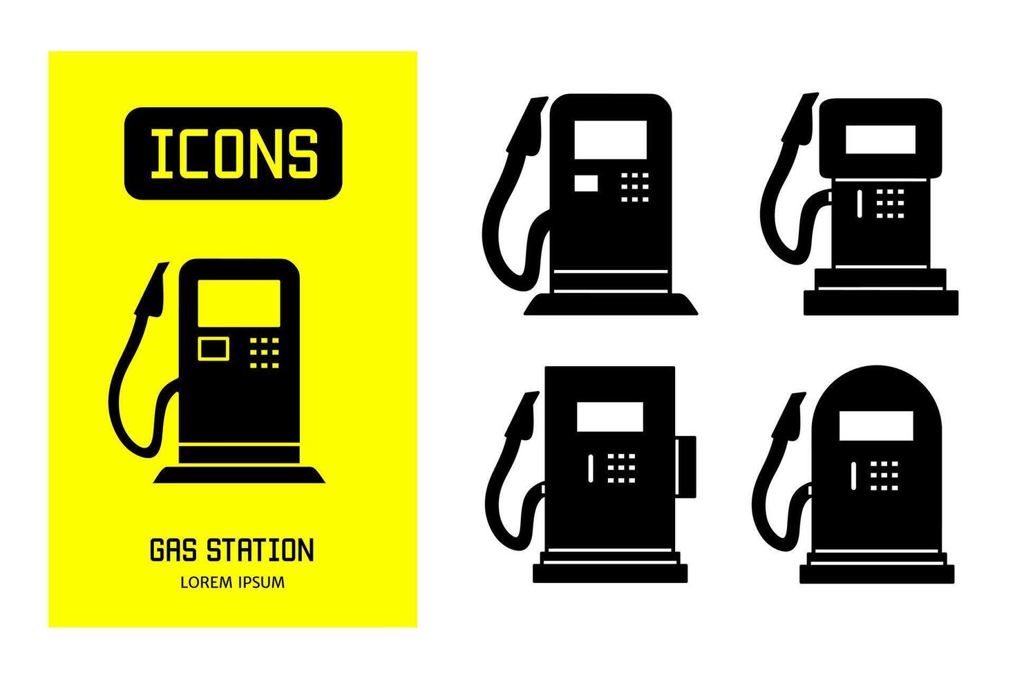 Set of flat icons of  gas station. Vector design for business and stock.