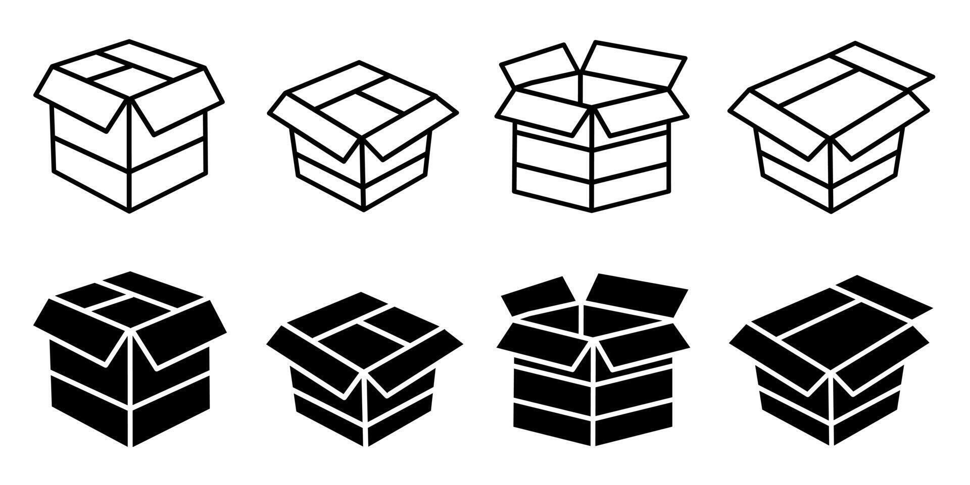 Cardboard. Vector collection of cardboard icon illustrations. Black icon design.