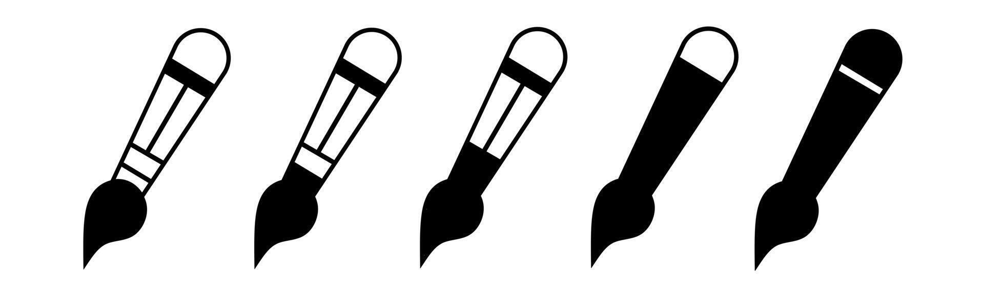 Black and white paint brush  icon illustration collection. Stock vector. vector