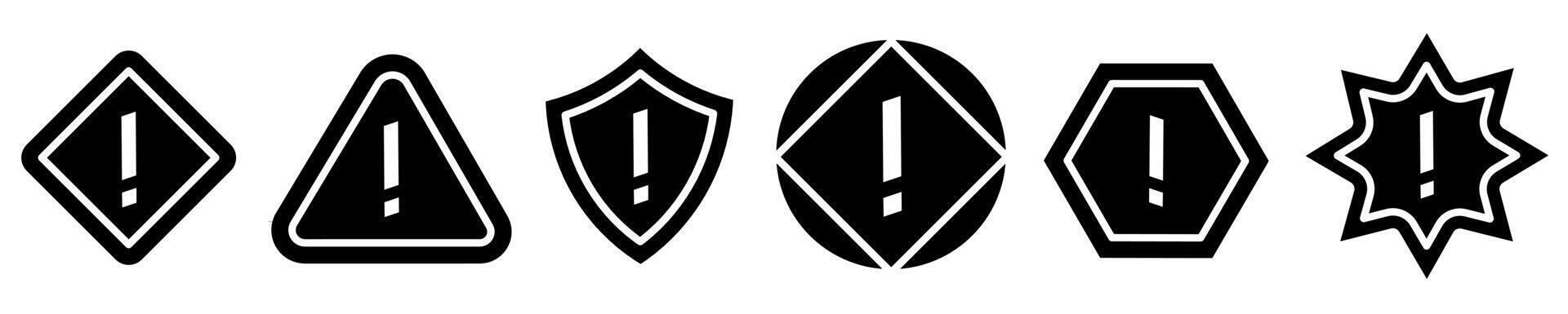 Caution sign icon illustration. Black and white caution sign icon set. Stock vector collection.