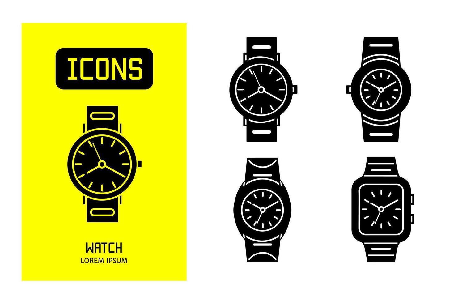 Set of flat icons of  watch. Vector design for business and stock.