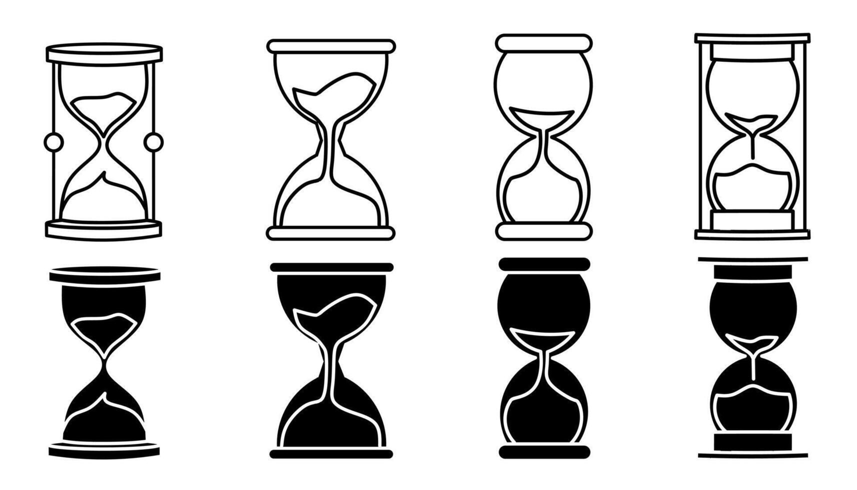 Hourglass. Vector collection of hourglass icon illustrations. Black icon design.