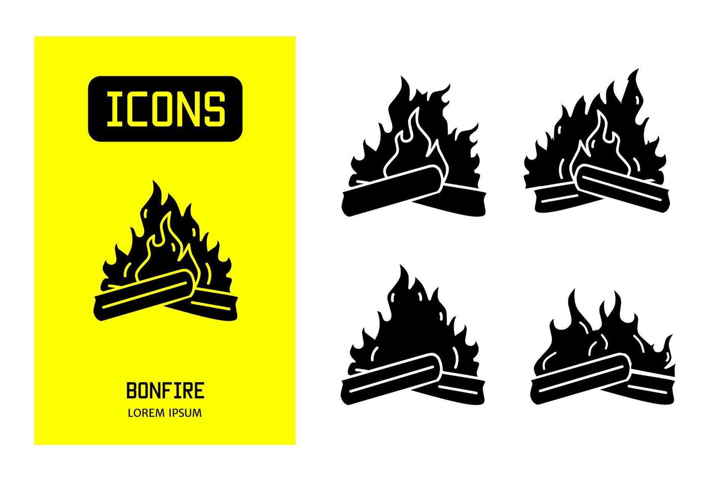 Set of flat icons of  bonfire. Vector design for business and stock.