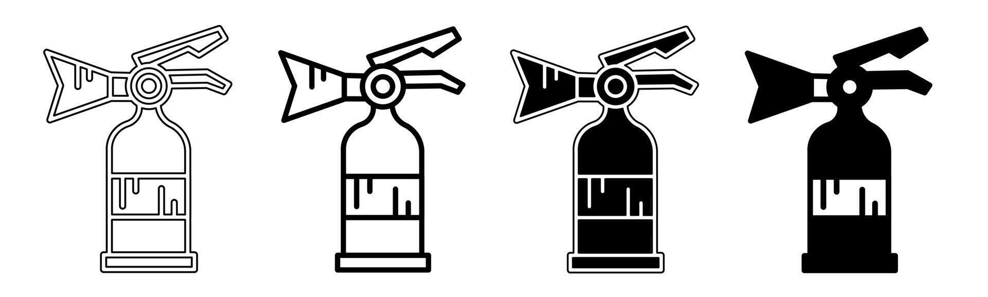 Illustration of a fire extinguisher. Fire extinguisher icon collection with line. Stock vector illustration.