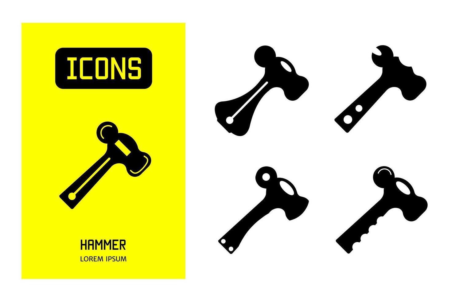 Set of flat icons of  hammer. Vector design for business and stock.