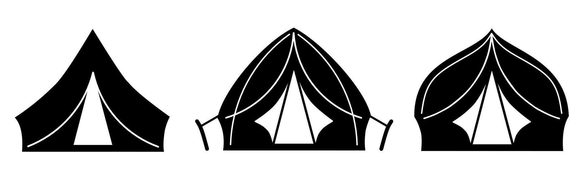 Tent icon. Collection vector illustration of icons for business. Black icon design.