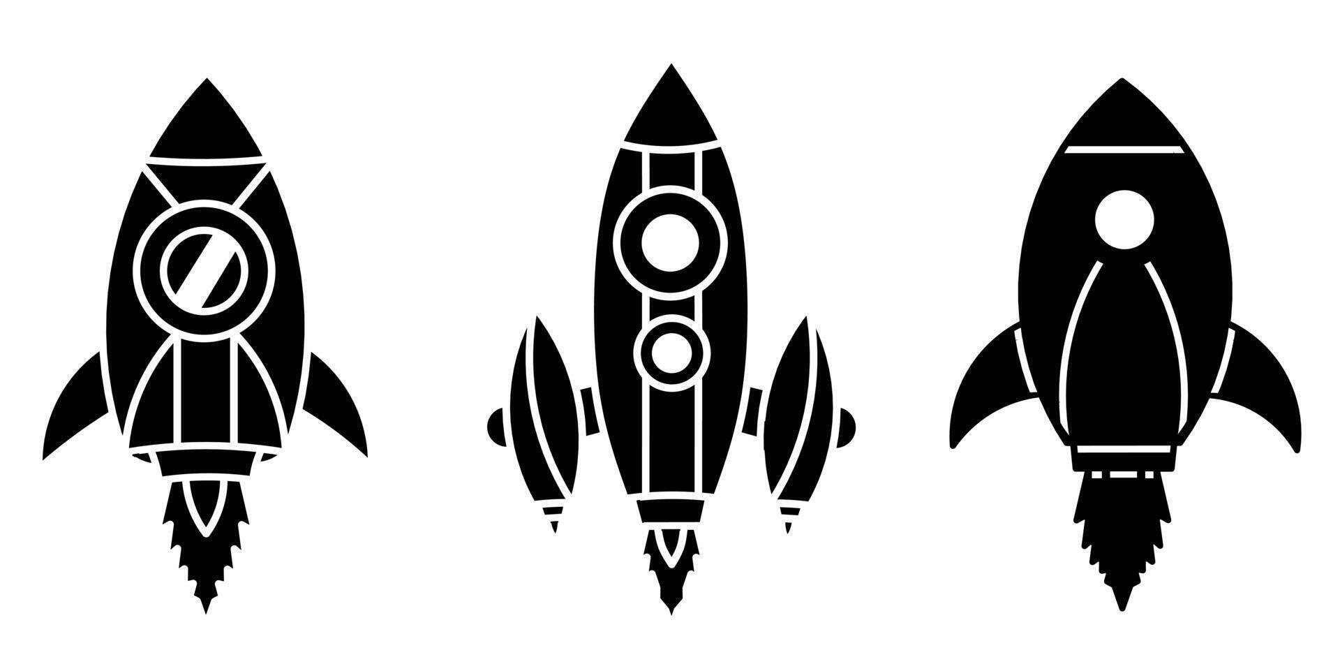 Rocket icon. Collection vector illustration of icons for business. Black icon design.