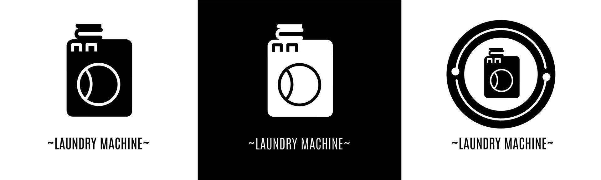 Laundry machine logo set. Collection of black and white logos. Stock vector. vector