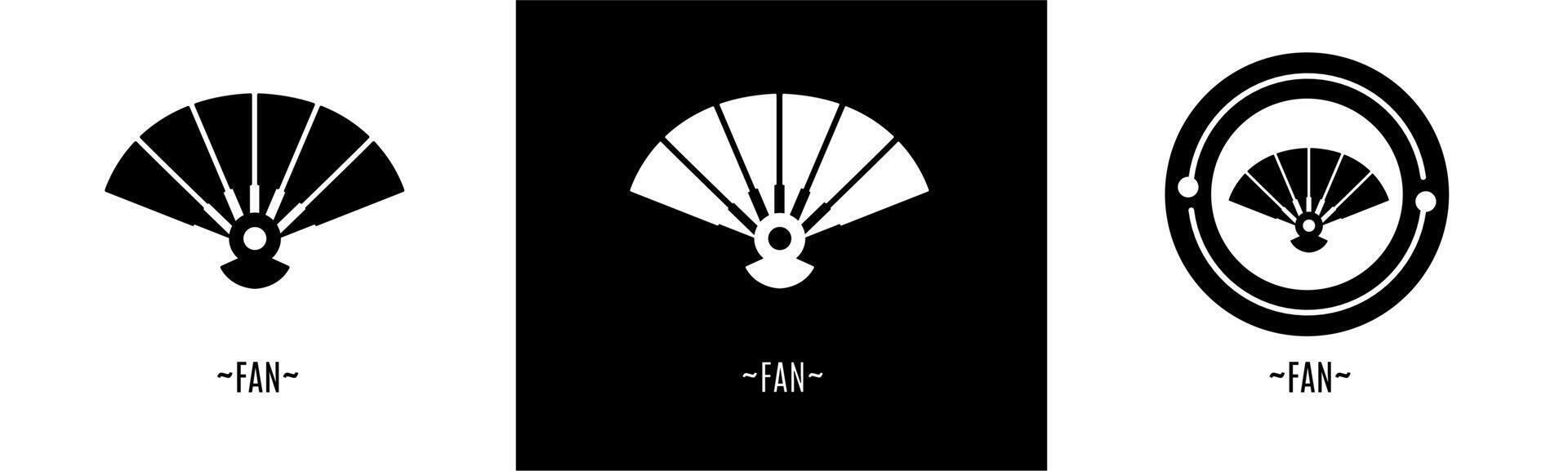 Fan logo set. Collection of black and white logos. Stock vector. vector
