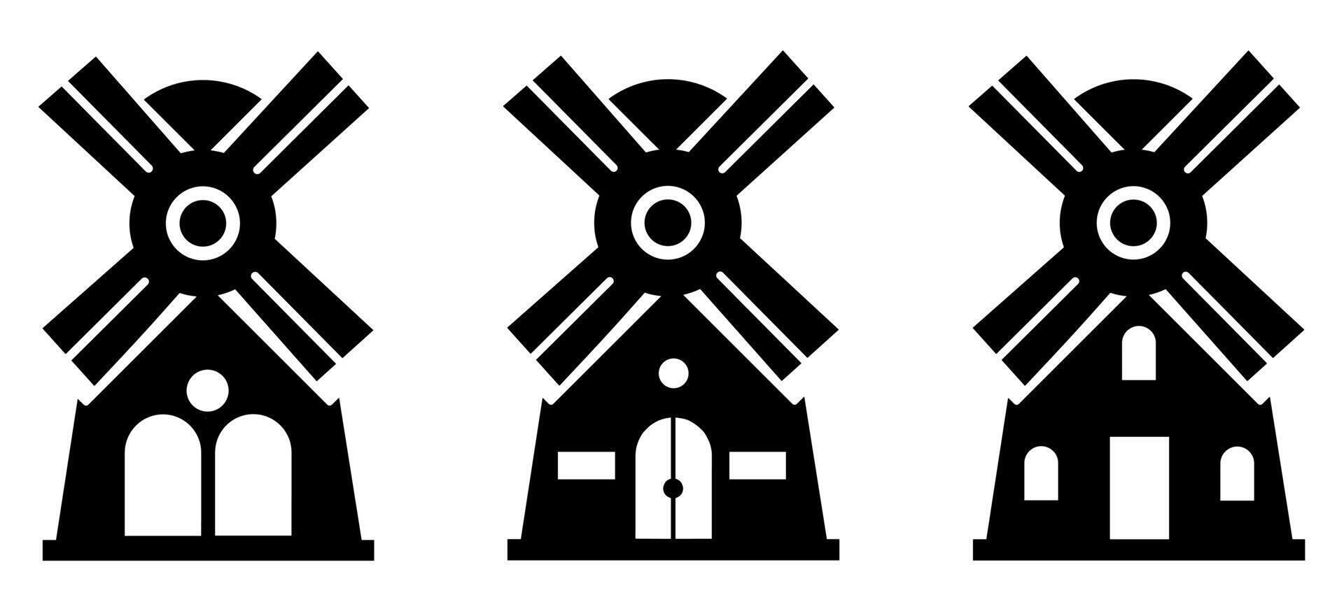 Windmill icon. Collection vector illustration of icons for business. Black icon design.