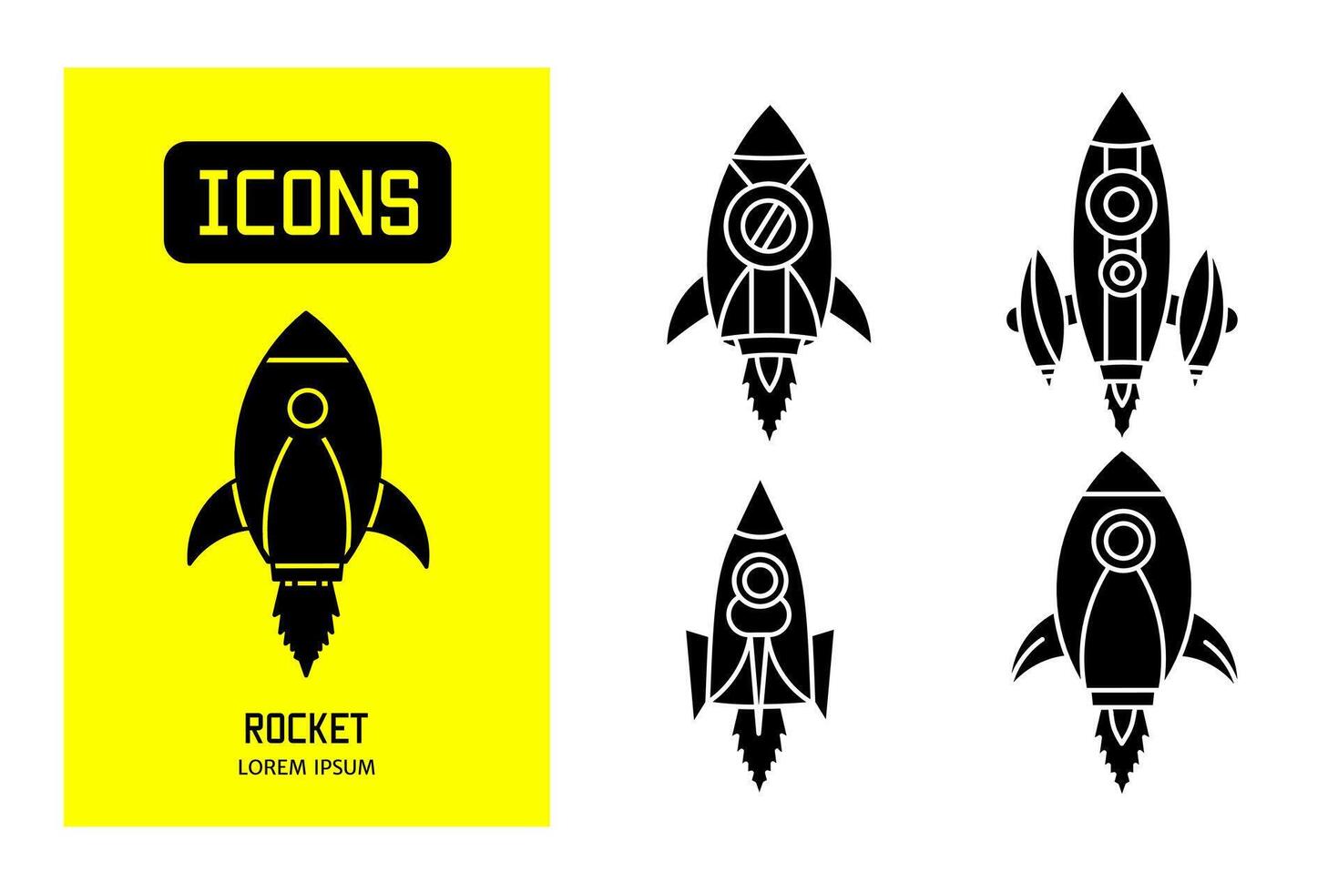 Set of flat icons of rocket. Vector design for business and stock.