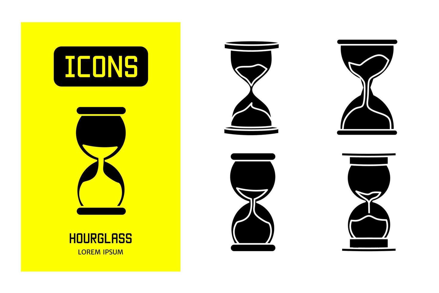 Set of flat icons of hourglass. Vector design for business and stock.