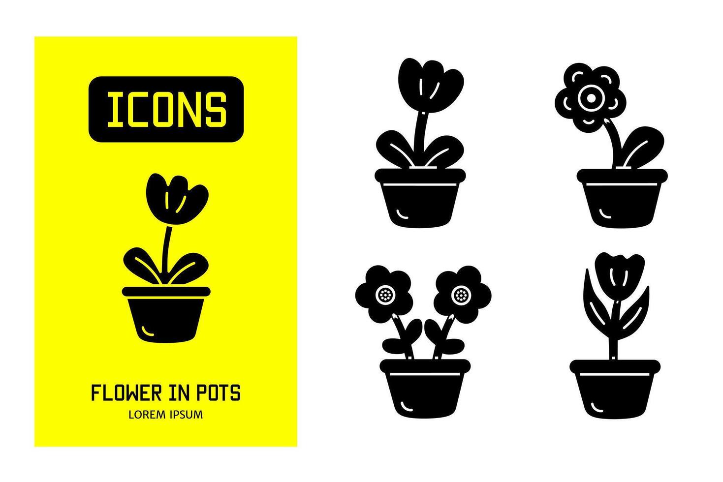 Set of flat icons of flower. Vector design for business and stock.