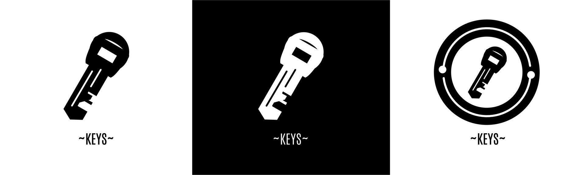 Keys logo set. Collection of black and white logos. Stock vector. vector