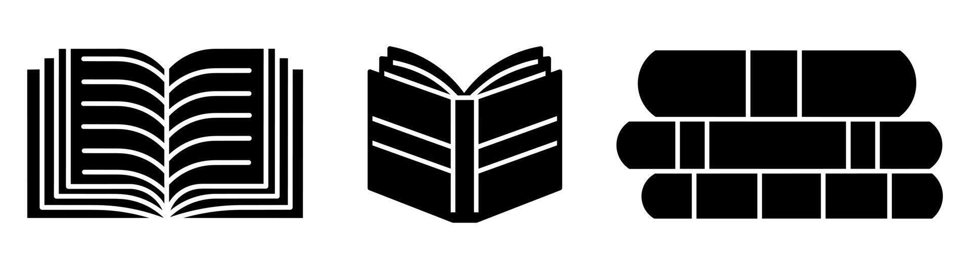 Book icon. Collection vector illustration of icons for business. Black icon design.