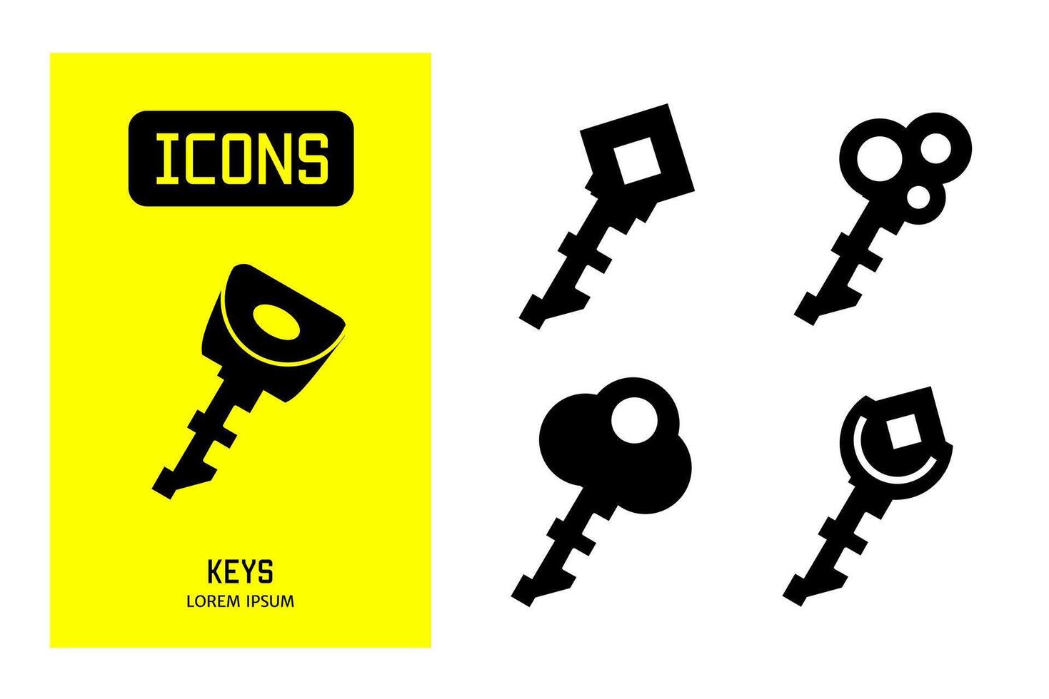 Set of flat icons of  keys. Vector design for business and stock.