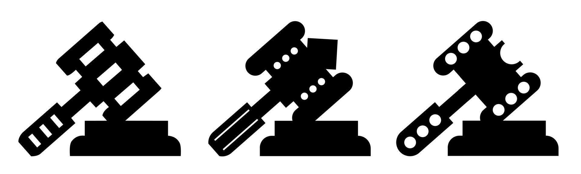 Hammer judge icon. Collection vector illustration of icons for business. Black icon design.