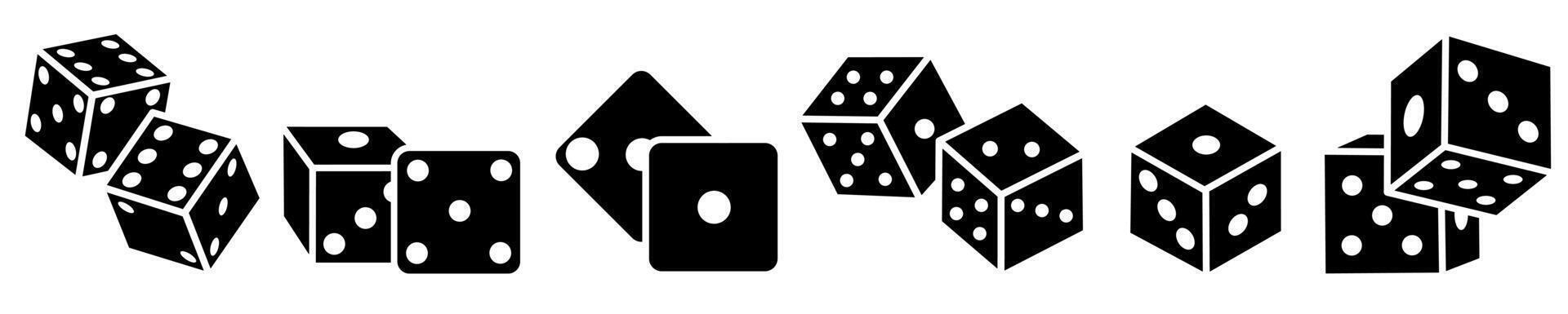 Dice icon illustration. Black and white dice icon set. Stock vector collection.