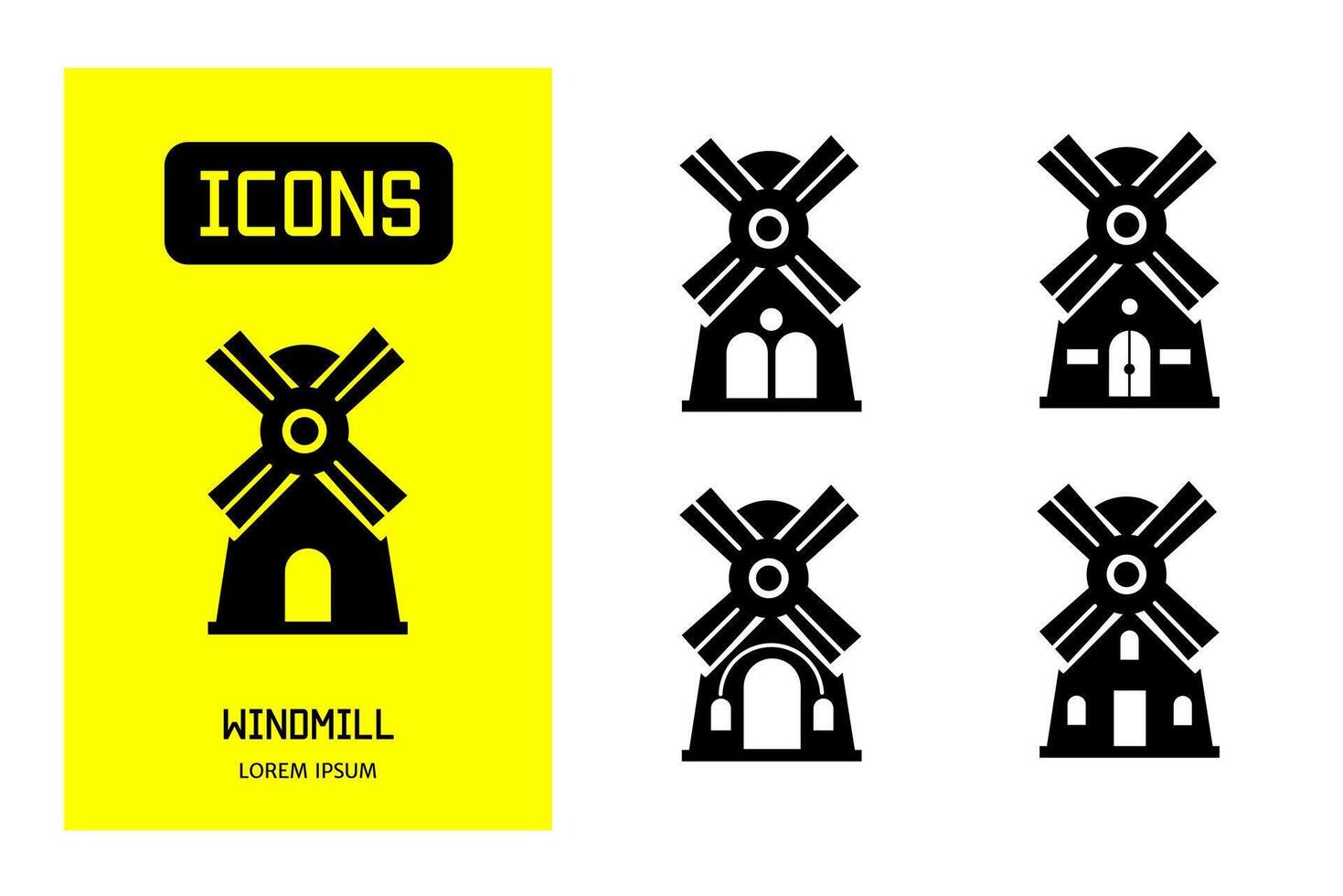 Set of flat icons of windmill. Vector design for business and stock.