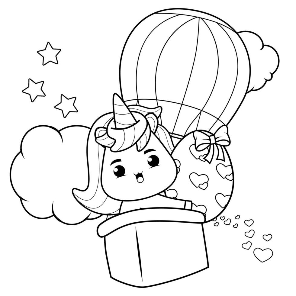 Easter unicorn coloring page for kids vector