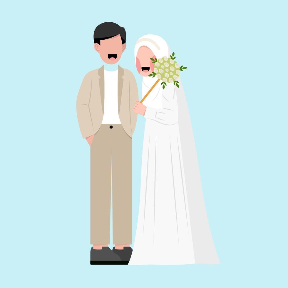 Muslim Wedding Couple Flat Illustration vector