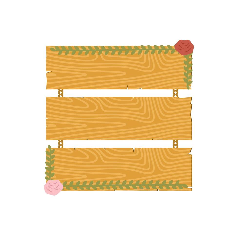 Floral Wedding Wooden Board Illustration vector