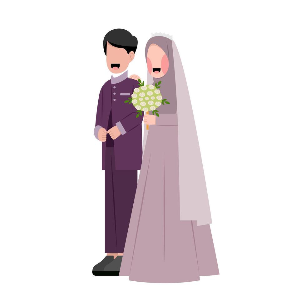 Muslim Wedding Couple Flat Illustration vector