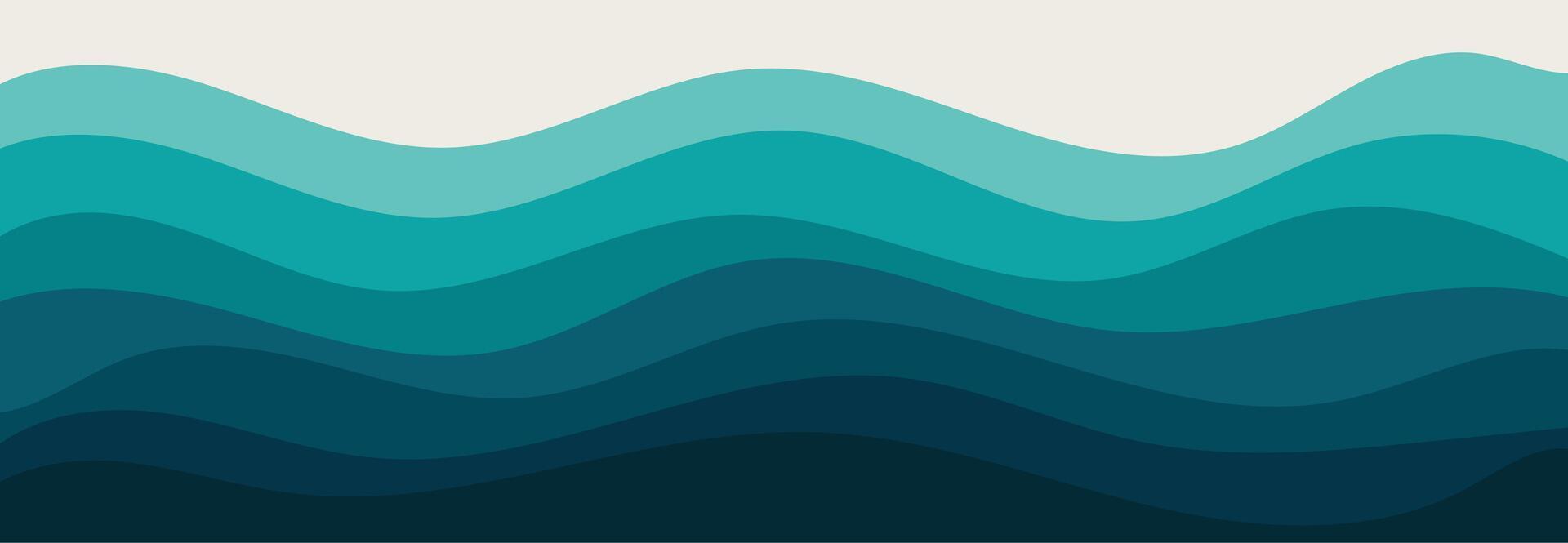 Sea waves layer vector background illustration. Sea beach vector illustration.