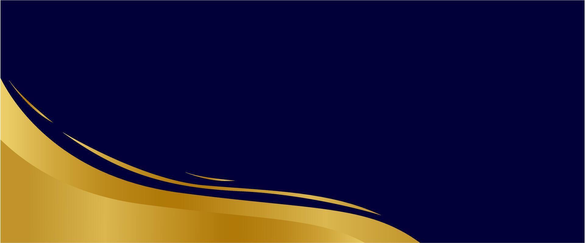 Abstract elegant dark blue background with golden shape vector