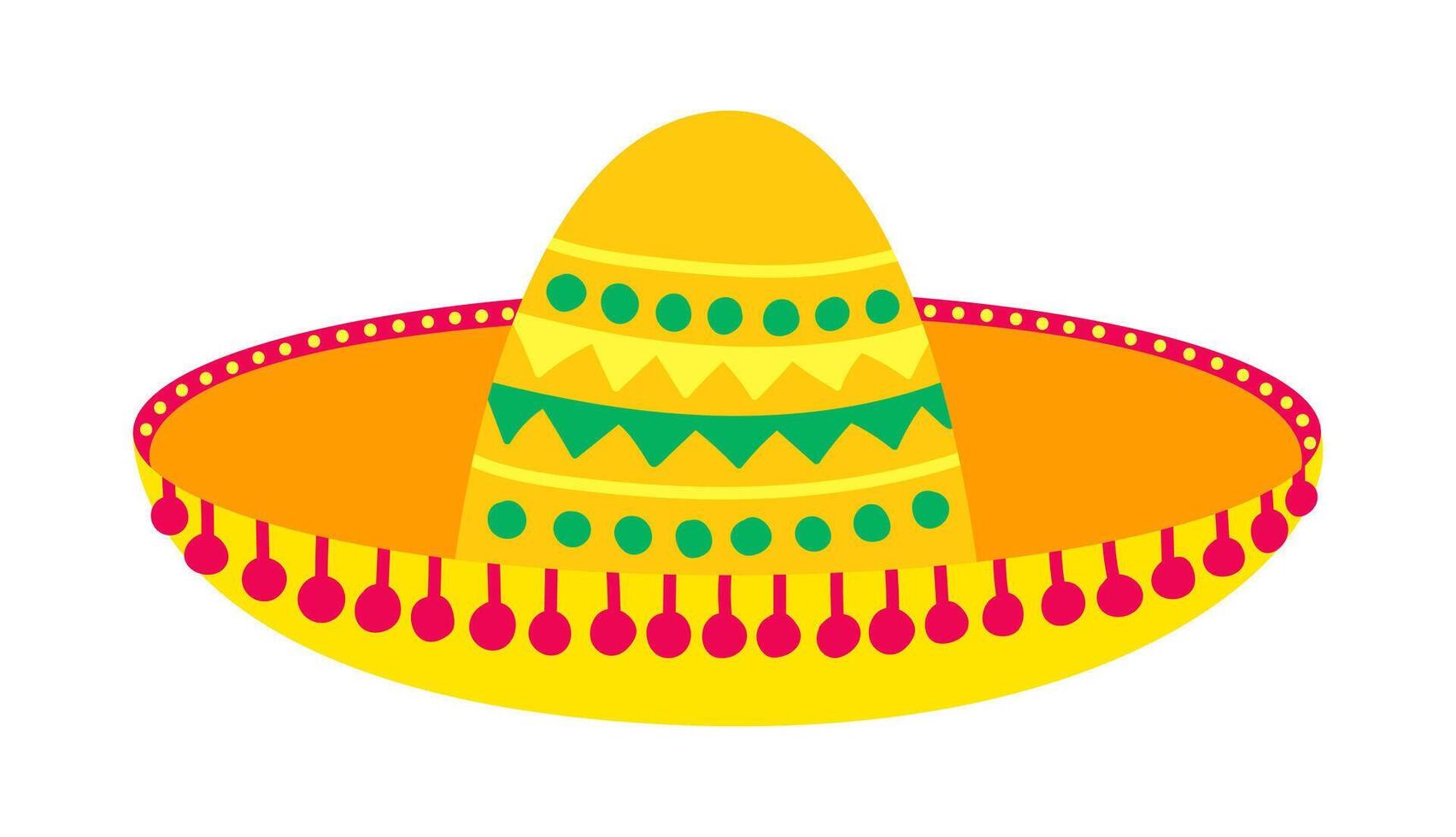 Flat mexican sombrero with decor vector illstration. Vector mexican hat for fiesta party isolated