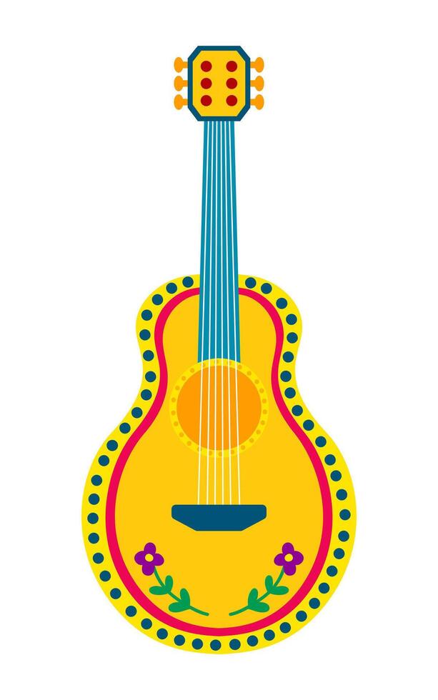 Vector mexican acoustic guitar flat illustration