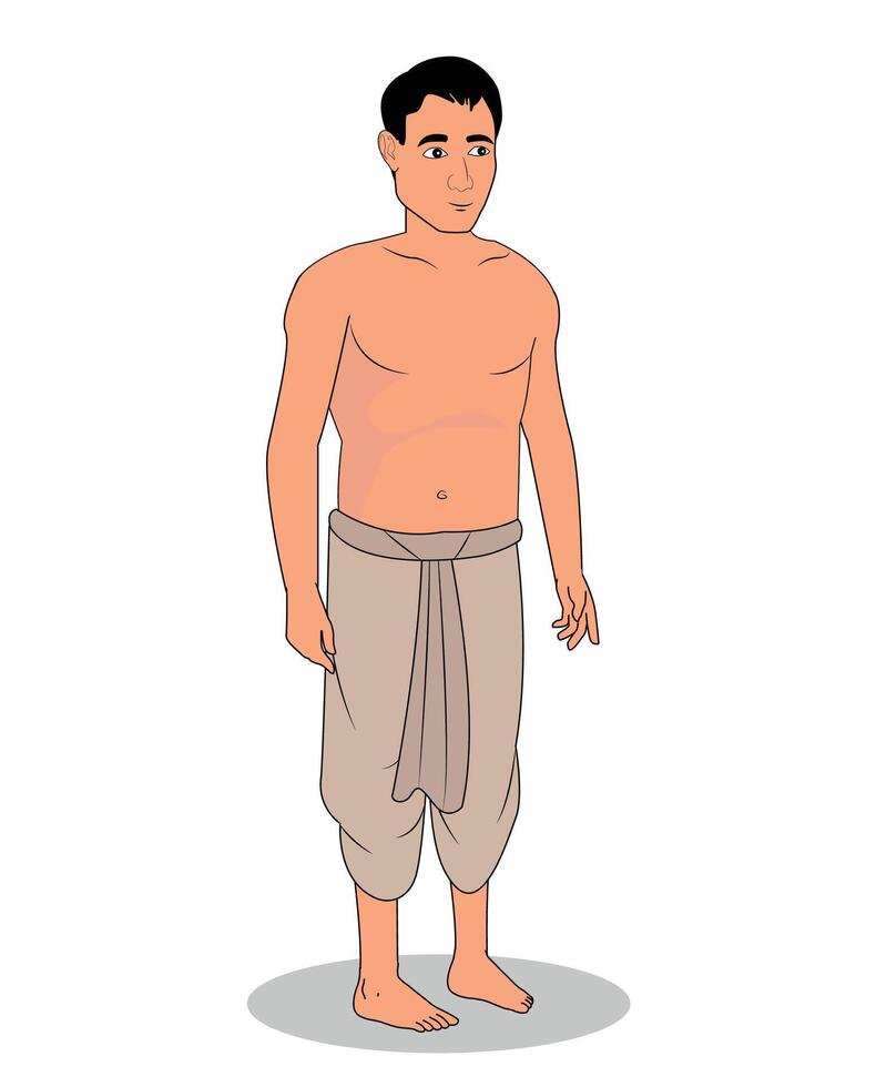 A village poor boy cartoon character design vector