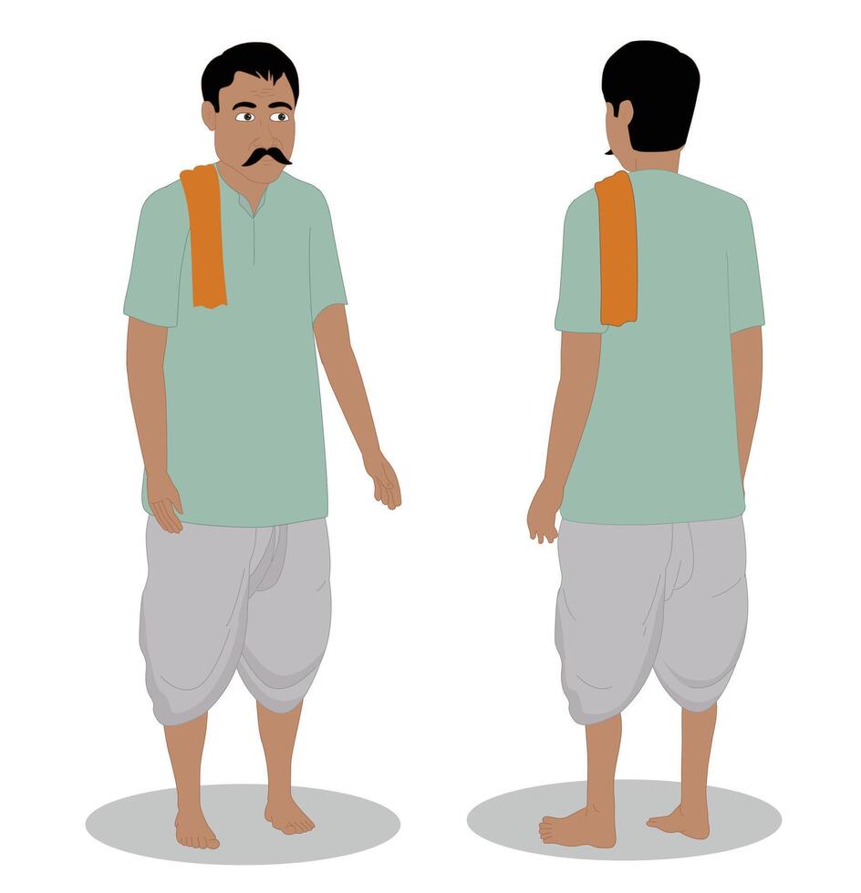 Indian village man cartoon character design vector