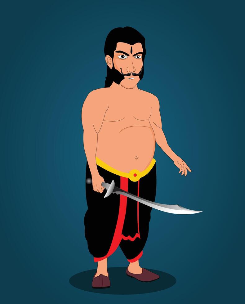 A bad guy holding sword in a hand cartoon character design vector