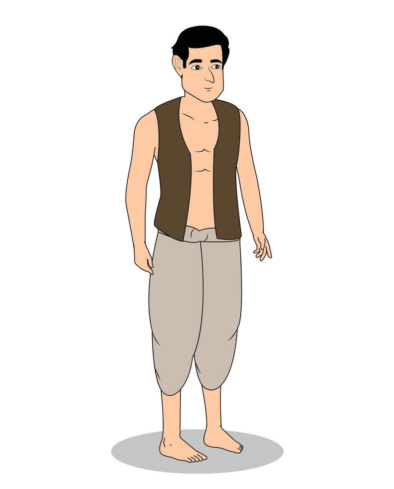 A farmer village boy cartoon character vector illustration