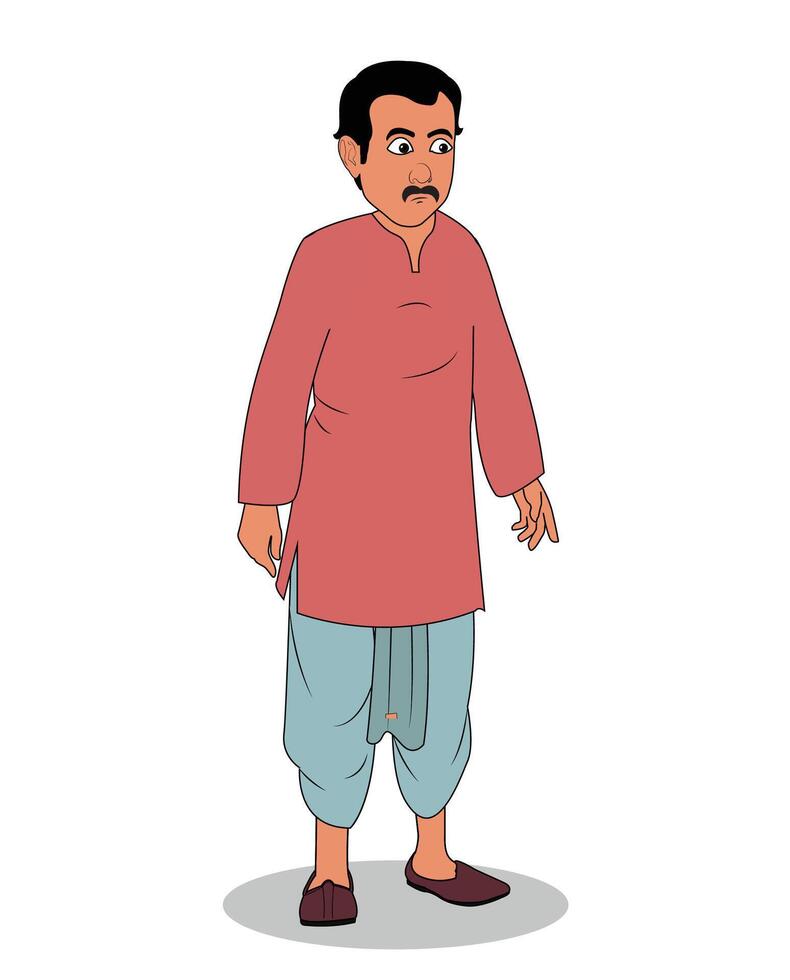 A village man cartoon character design for 2D animation stories vector