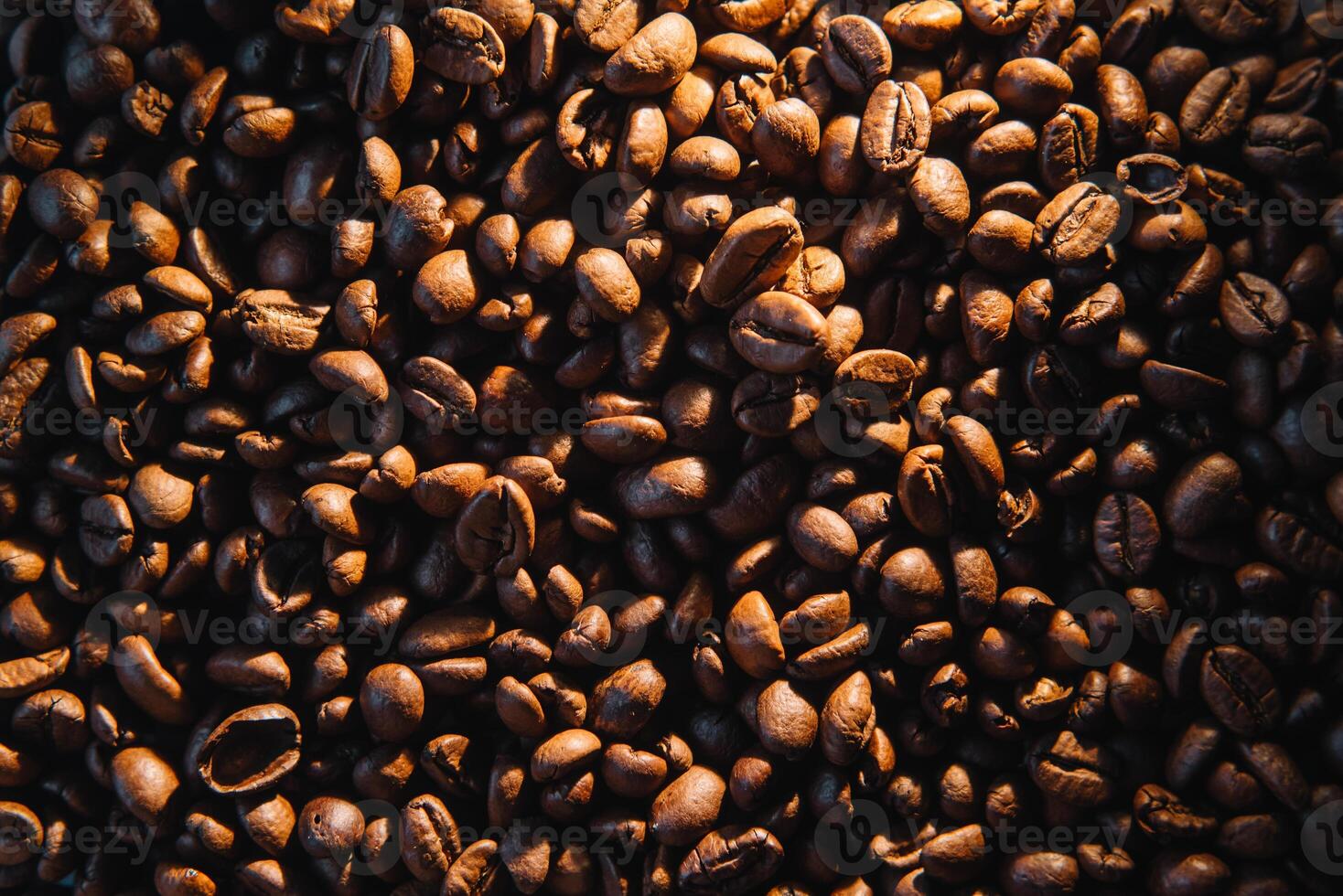 The Roasted coffee beans background. photo