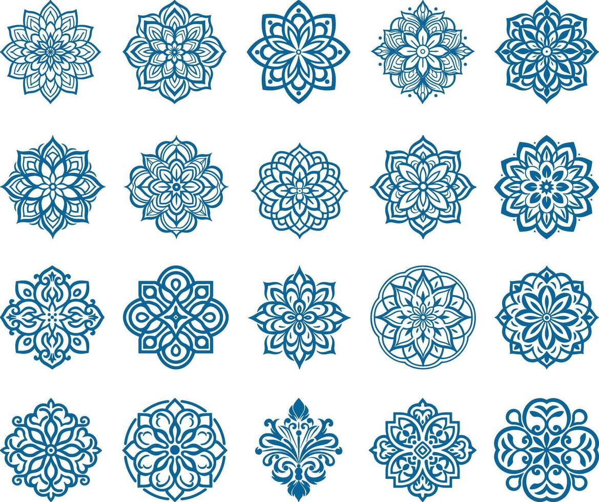 Set of Mandala. Round Ornament Pattern. Henna tattoo mandala. Mehndi style vector