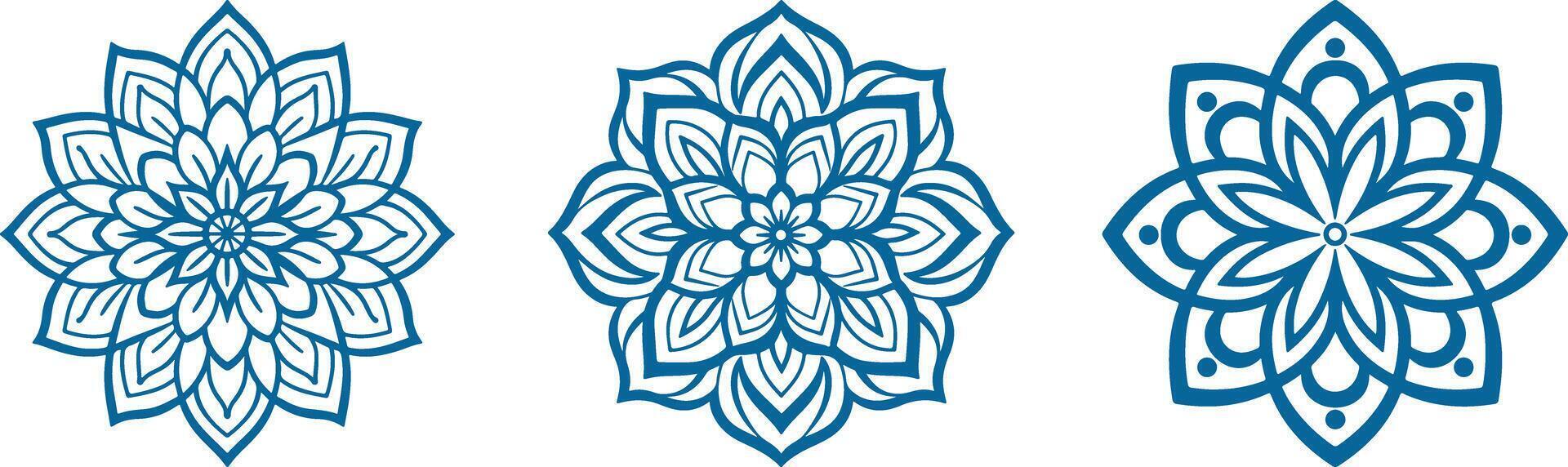 Set of Mandala. Round Ornament Pattern. Henna tattoo mandala. Mehndi style vector