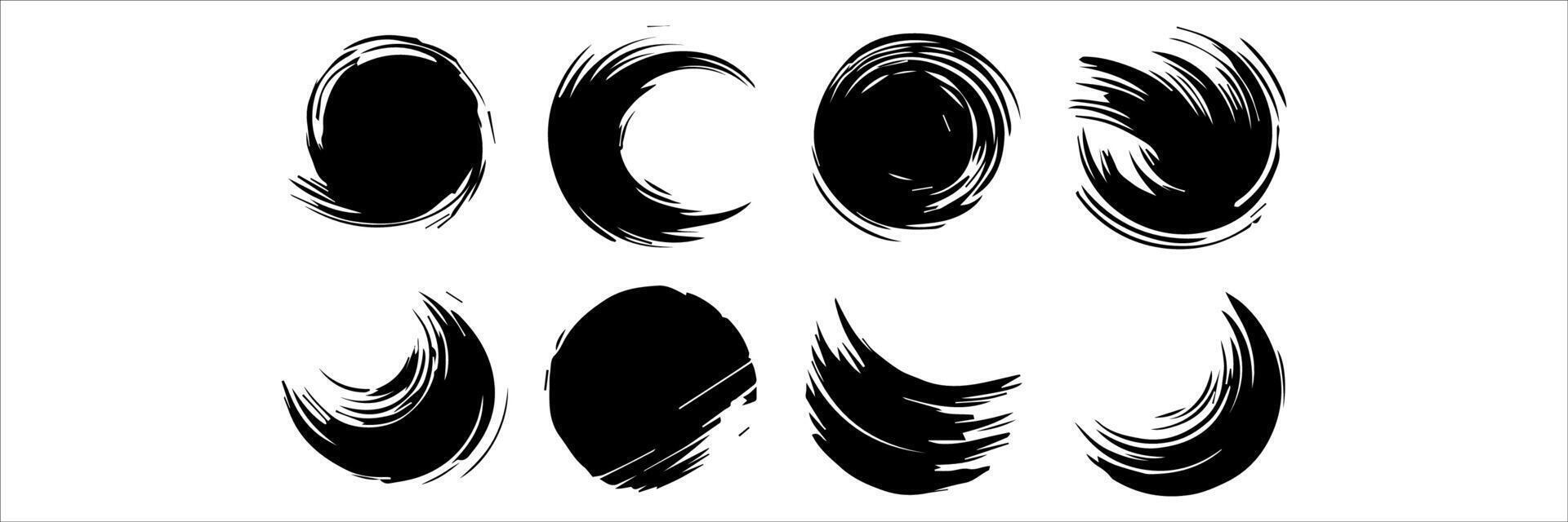 Vector set of grunge circle brush