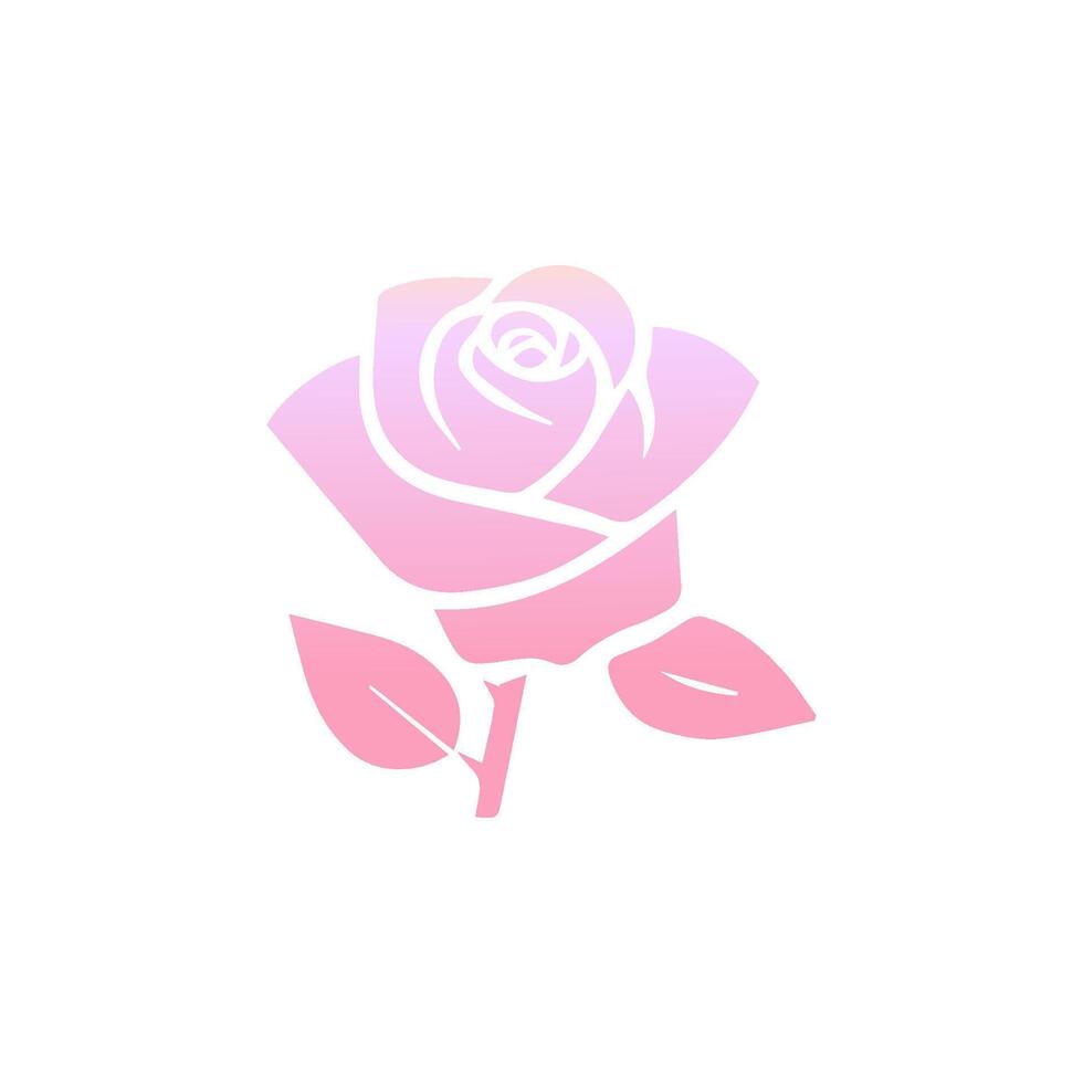 Rosa flor de floreciente planta. jardín Rosa aislado icono de rosado florecer, pétalo y brote con verde vástago y hoja para romántico floral decoración, Boda ramo de flores y enamorado saludo tarjeta vector