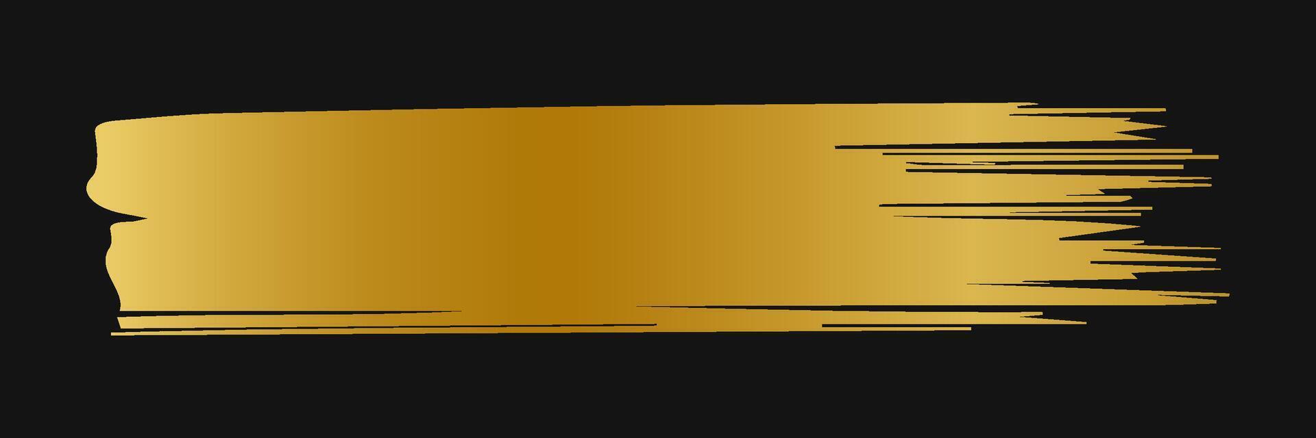 dorado pintar cepillo ataque. conjunto de oro pintar frotis con reluciente textura. realista oro cepillo carrera con metálico efecto. vector