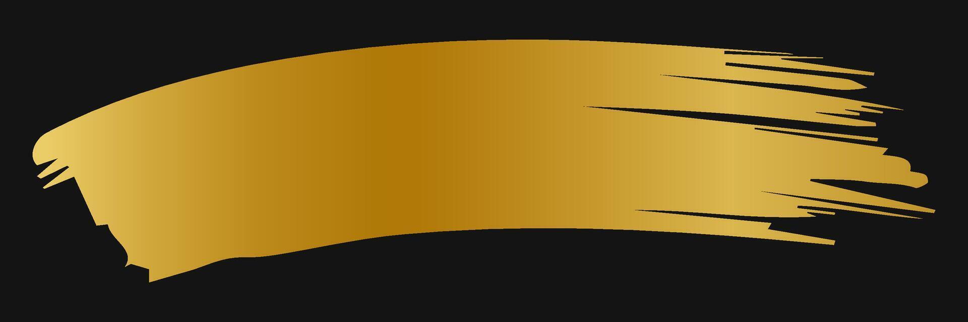 dorado pintar cepillo ataque. conjunto de oro pintar frotis con reluciente textura. realista oro cepillo carrera con metálico efecto. vector