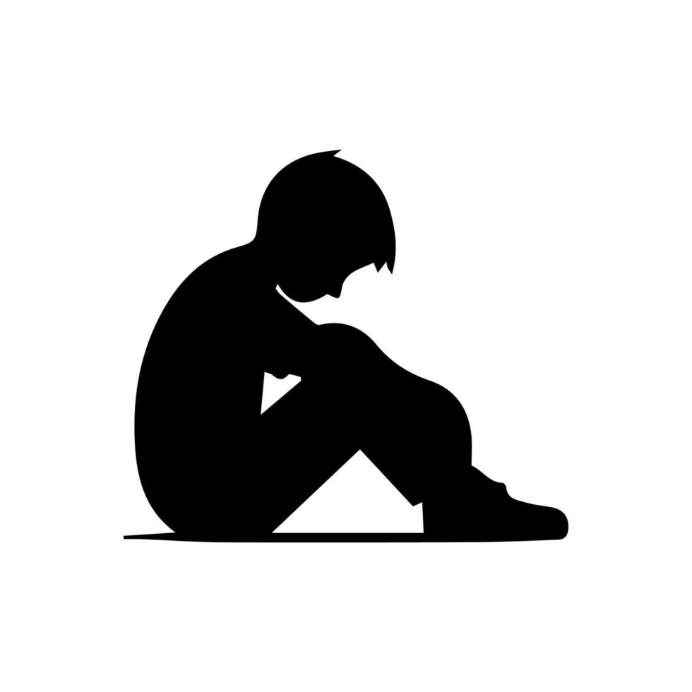 Alone boy sad Silhouette of Very sad man Free Vector