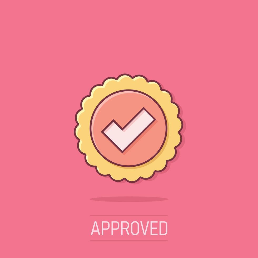 Winner icon in comic style. Rosette award cartoon vector illustration on isolated background. Medal splash effect business concept.