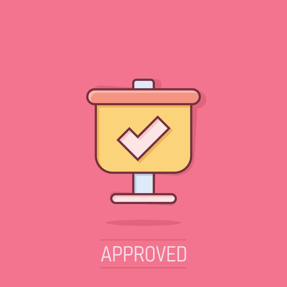Checklist vector icon in comic style. Survey cartoon vector illustration in flat design on isolated background. Simple splash effect business concept pictogram.